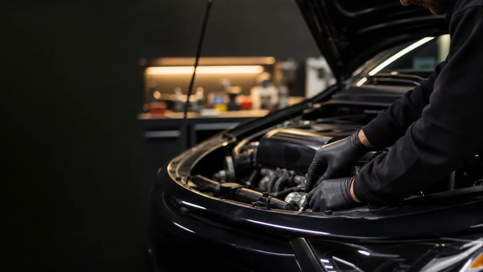 Tecnico al lavoro su un motore