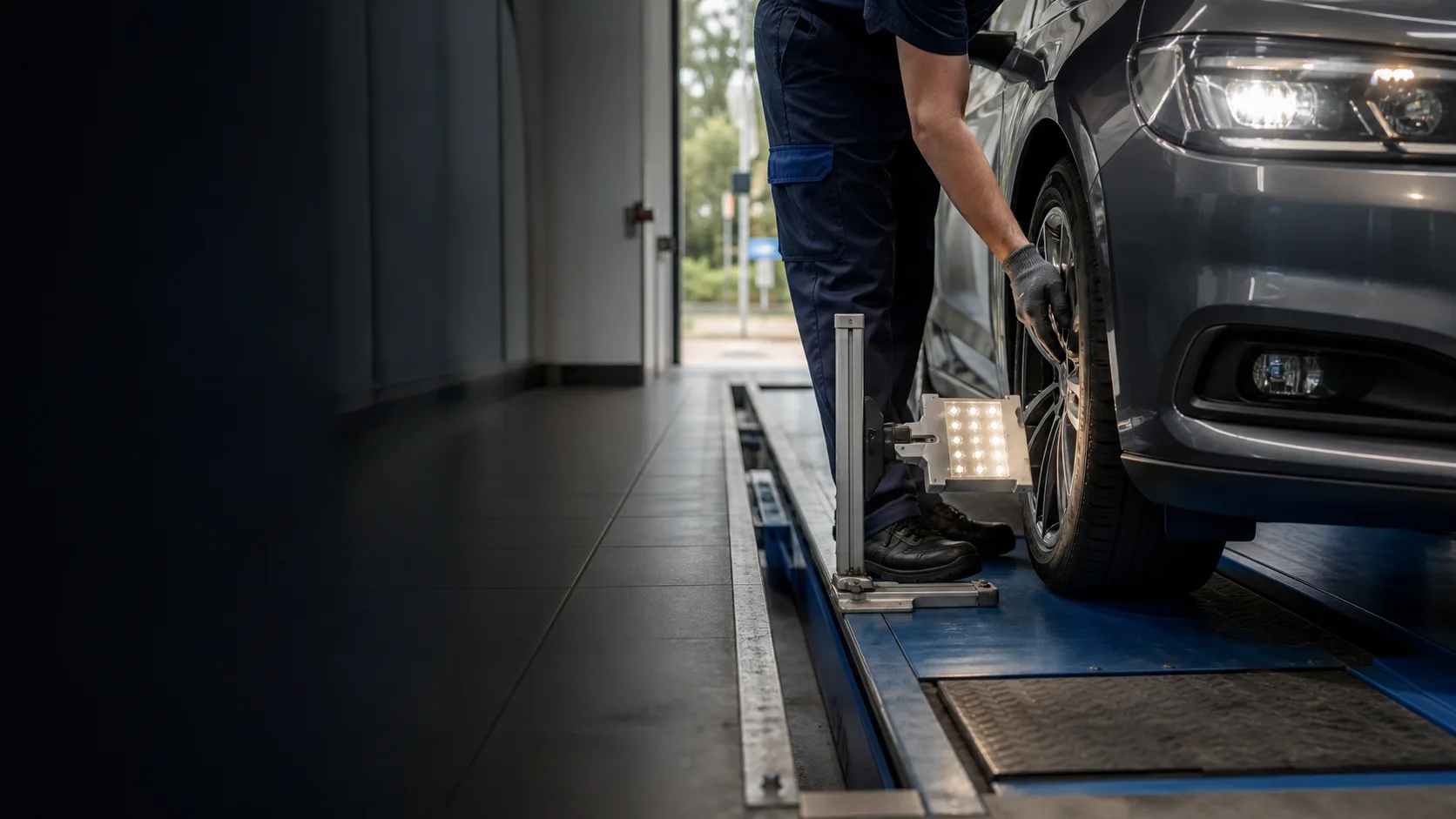 Auto su una linea di revisione